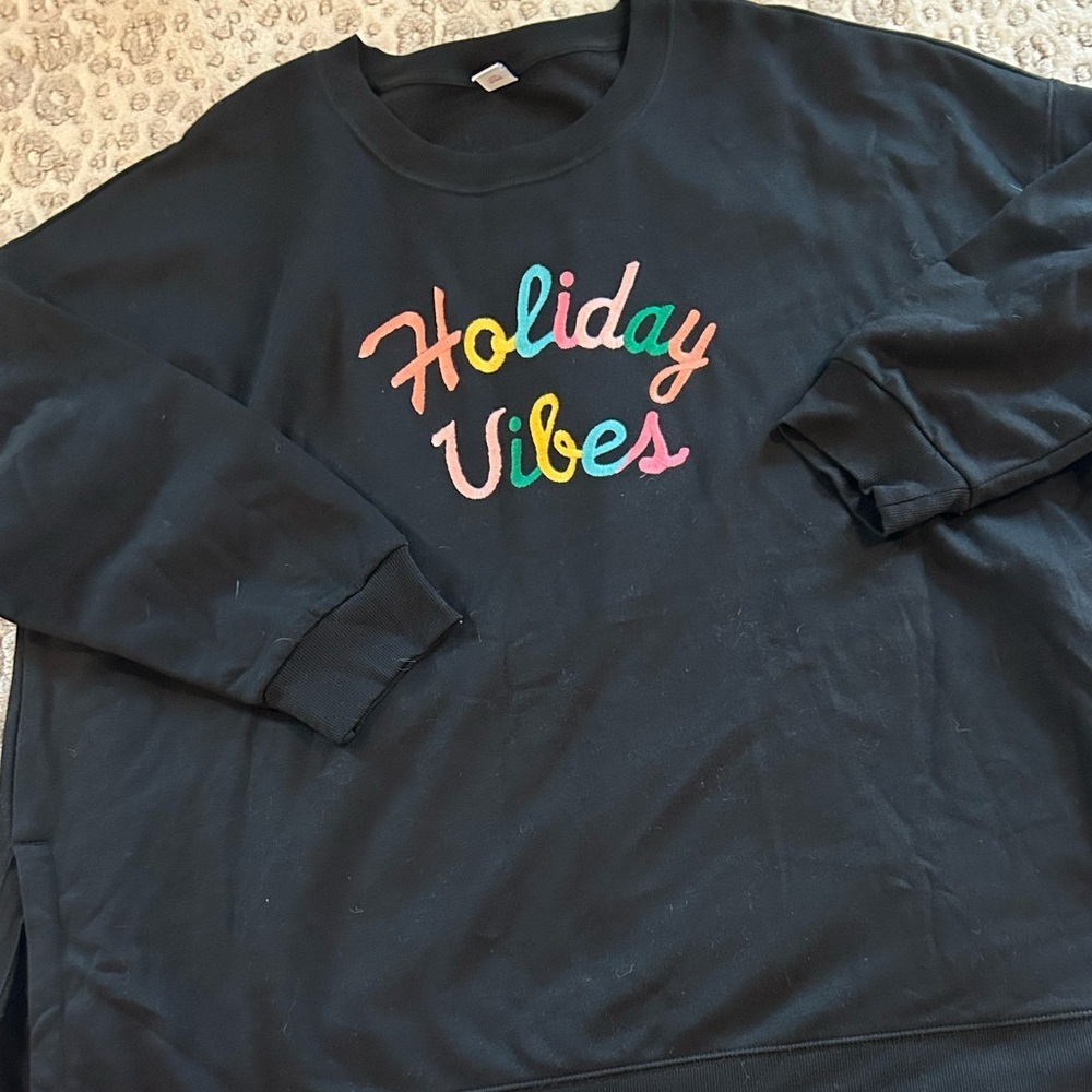 NWT Old Navy Plus Size XXL Black Crewneck Holiday Sweatshirt